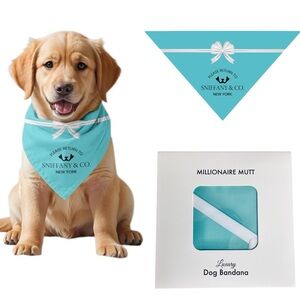 Sniffany & Co Designer Inspired Luxury Blue Dog Bandana Size Small New with Tags